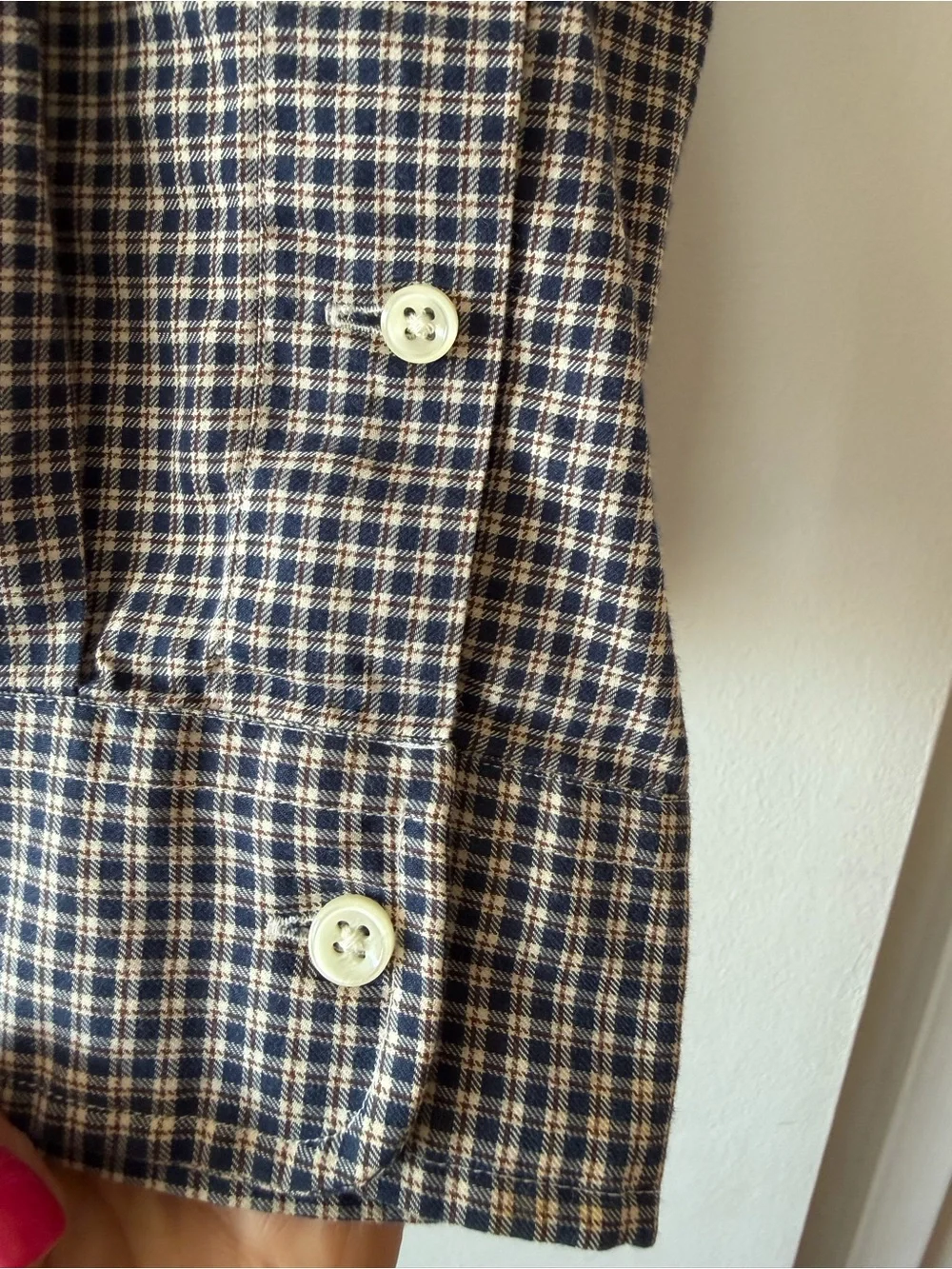 Polo Ralph Lauren Custom Fit Blue Tan Plaid Long Sleeve Shirt Men’s Large EUC